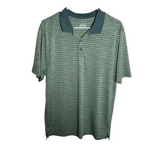 BCG Golf Polo Shirt Men's Large Green Striped Short Sleeve Athletic Collared